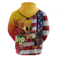 Personalised United States And Papua New Guinea Zip Hoodie USA Eagle With PNG Bird Of Paradise