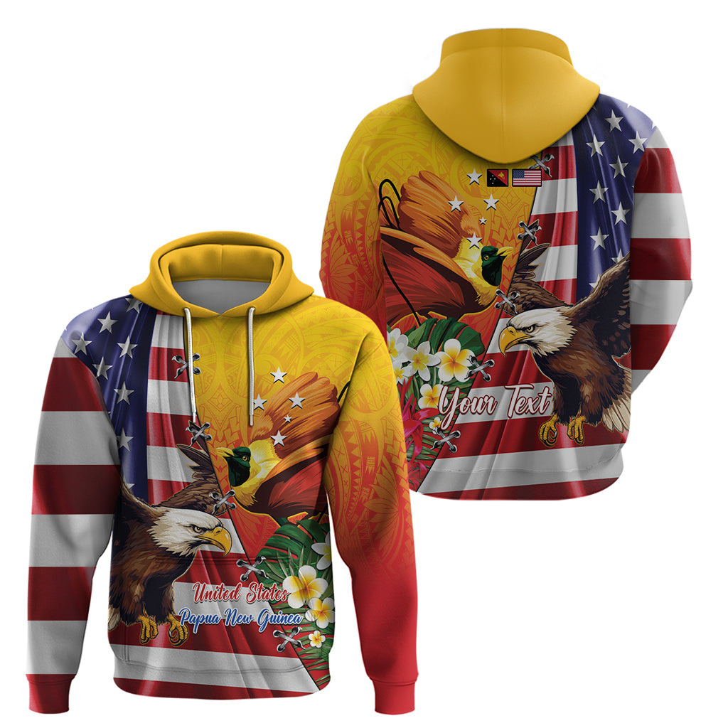 Personalised United States And Papua New Guinea Zip Hoodie USA Eagle With PNG Bird Of Paradise