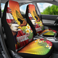Personalised United States And Hawaii Car Seat Cover USA Eagle With Hawaiian Shark Tattoo