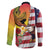 Personalised United States And Hawaii Family Matching Long Sleeve Bodycon Dress and Hawaiian Shirt USA Eagle With Hawaiian Shark Tattoo