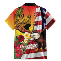 Personalised United States And Hawaii Family Matching Mermaid Dress and Hawaiian Shirt USA Eagle With Hawaiian Shark Tattoo