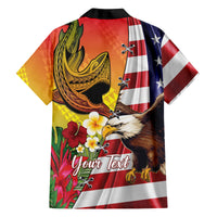 Personalised United States And Hawaii Family Matching Off Shoulder Maxi Dress and Hawaiian Shirt USA Eagle With Hawaiian Shark Tattoo