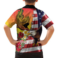 Personalised United States And Hawaii Family Matching Tank Maxi Dress and Hawaiian Shirt USA Eagle With Hawaiian Shark Tattoo LT14 - Polynesian Pride