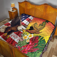 Personalised United States And Hawaii Quilt USA Eagle With Hawaiian Shark Tattoo