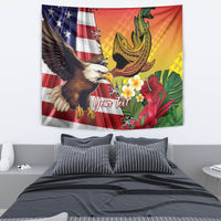 Personalised United States And Hawaii Tapestry USA Eagle With Hawaiian Shark Tattoo