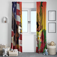 Personalised United States And Hawaii Window Curtain USA Eagle With Hawaiian Shark Tattoo LT14 - Polynesian Pride