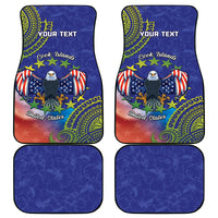 Personalised United States And Cook Islands Car Mats USA Eagle Mix Polynesian Pattern