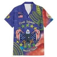 Personalised United States And Cook Islands Family Matching Mermaid Dress and Hawaiian Shirt USA Eagle Mix Polynesian Pattern