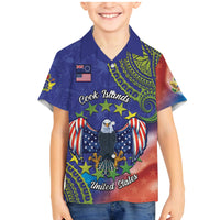 Personalised United States And Cook Islands Family Matching Mermaid Dress and Hawaiian Shirt USA Eagle Mix Polynesian Pattern