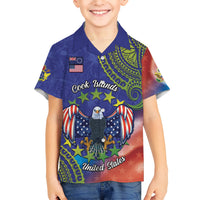 Personalised United States And Cook Islands Hawaiian Shirt USA Eagle Mix Polynesian Pattern