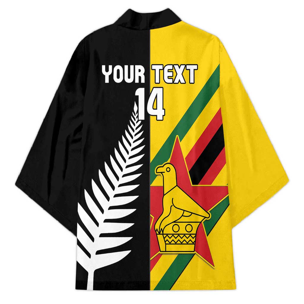 Custom New Zealand and Zimbabwe Kimono NZ Fern Zim Flag Half Style LT14 - Polynesian Pride