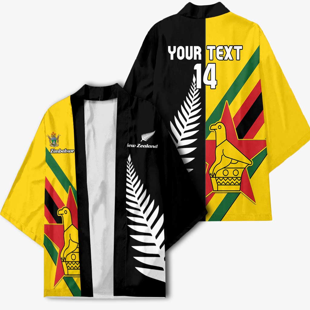 Custom New Zealand and Zimbabwe Kimono NZ Fern Zim Flag Half Style LT14 - Polynesian Pride