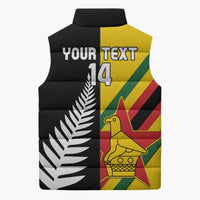 Custom New Zealand and Zimbabwe Sleeveless Puffer Jacket NZ Fern Zim Flag Half Style