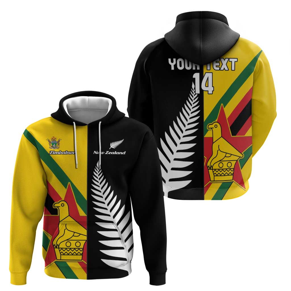 Custom New Zealand and Zimbabwe Zip Hoodie NZ Fern Zim Flag Half Style LT14 - Polynesian Pride