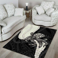Black Polynesia Tribal Octopus Tattoo Area Rug Pikake Lei Polynesian Pattern LT14 - Polynesian Pride