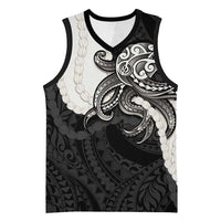 Black Polynesia Tribal Octopus Tattoo Basketball Jersey Pikake Lei Polynesian Pattern