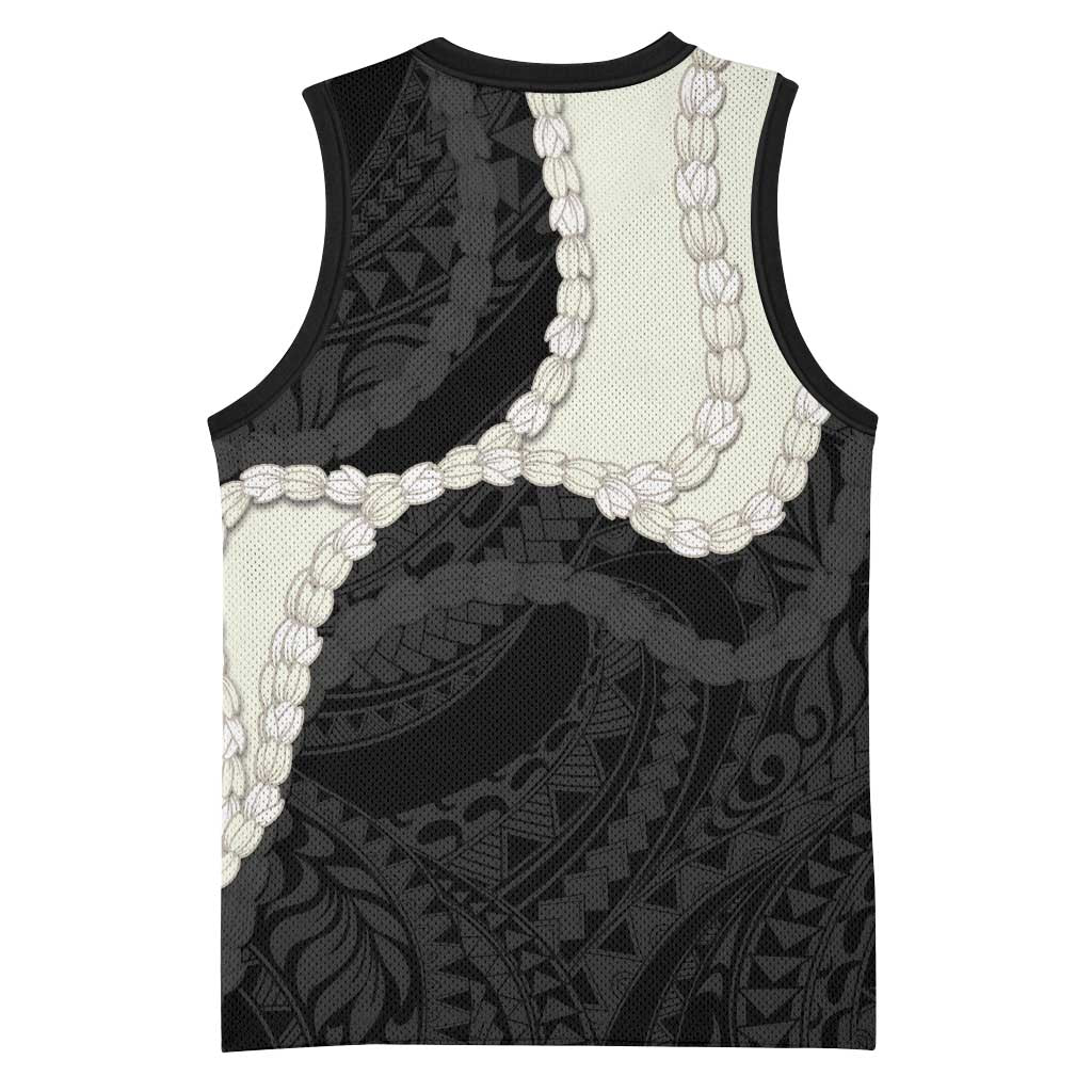 Black Polynesia Tribal Octopus Tattoo Basketball Jersey Pikake Lei Polynesian Pattern