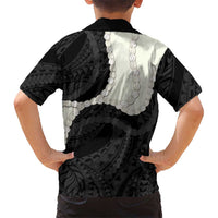 Black Polynesia Tribal Octopus Tattoo Family Matching Off Shoulder Maxi Dress and Hawaiian Shirt Pikake Lei Polynesian Pattern LT14 - Polynesian Pride