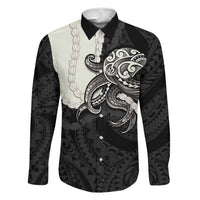 Black Polynesia Tribal Octopus Tattoo Family Matching Summer Maxi Dress and Hawaiian Shirt Pikake Lei Polynesian Pattern LT14 Dad's Shirt - Long Sleeve Black - Polynesian Pride