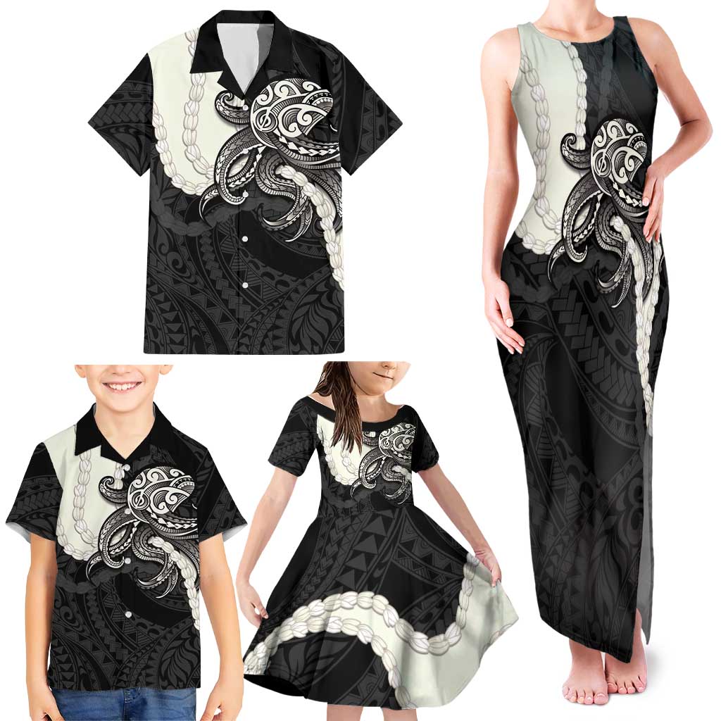 Black Polynesia Tribal Octopus Tattoo Family Matching Tank Maxi Dress and Hawaiian Shirt Pikake Lei Polynesian Pattern LT14 - Polynesian Pride