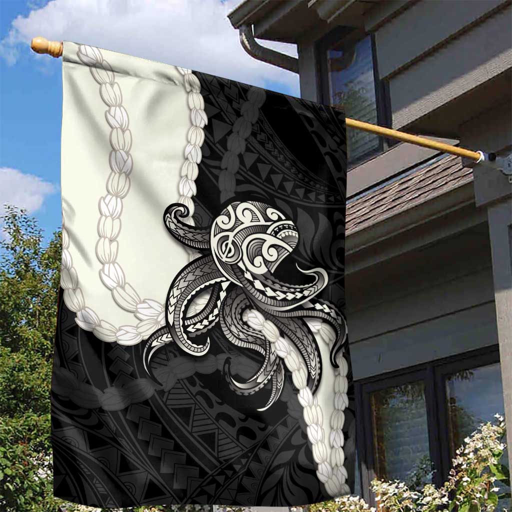 Black Polynesia Tribal Octopus Tattoo Garden Flag Pikake Lei Polynesian Pattern LT14 - Polynesian Pride