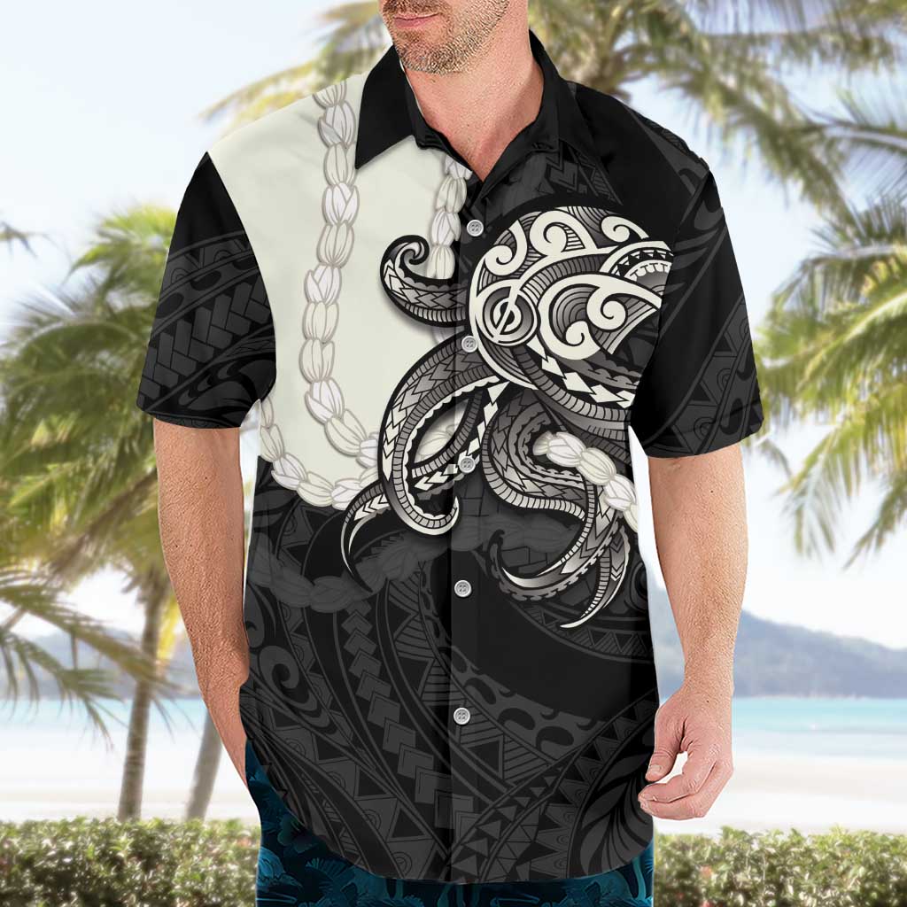 Black Polynesia Tribal Octopus Tattoo Hawaiian Shirt Pikake Lei Polynesian Pattern LT14 - Polynesian Pride