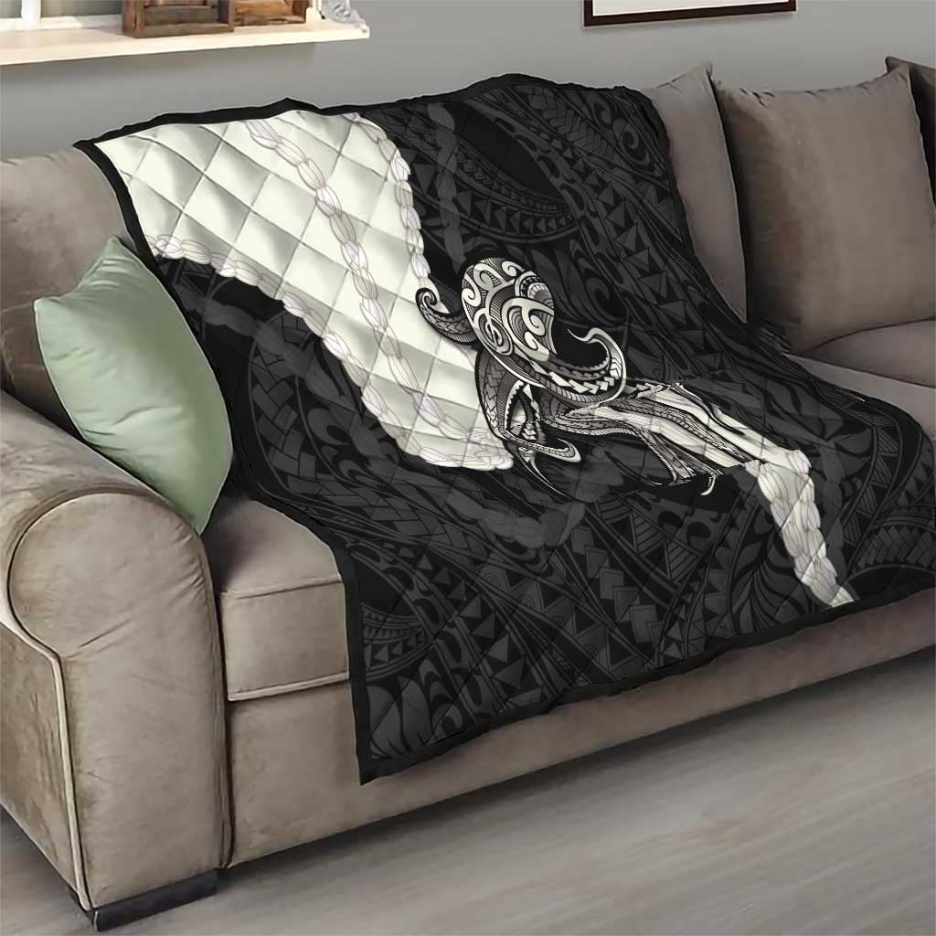 Black Polynesia Tribal Octopus Tattoo Quilt Pikake Lei Polynesian Pattern