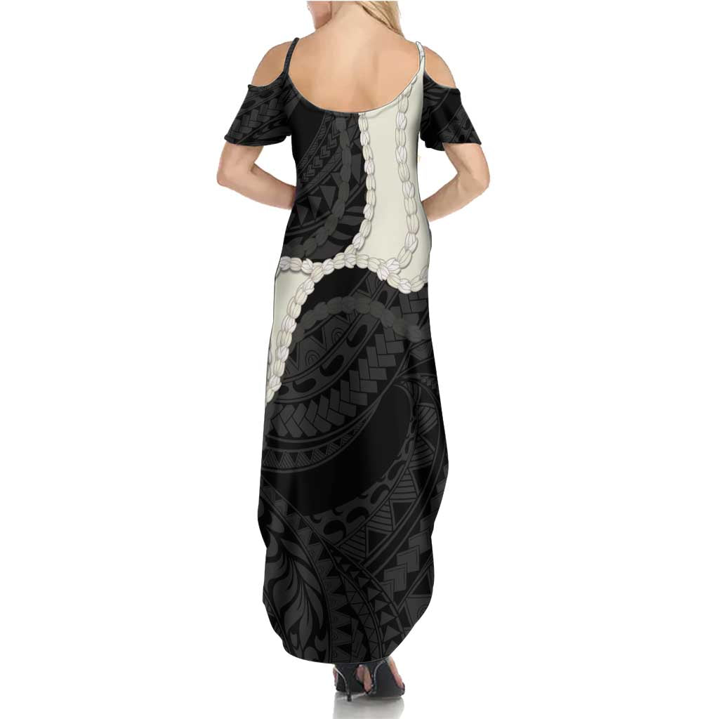 Black Polynesia Tribal Octopus Tattoo Summer Maxi Dress Pikake Lei Polynesian Pattern LT14 - Polynesian Pride