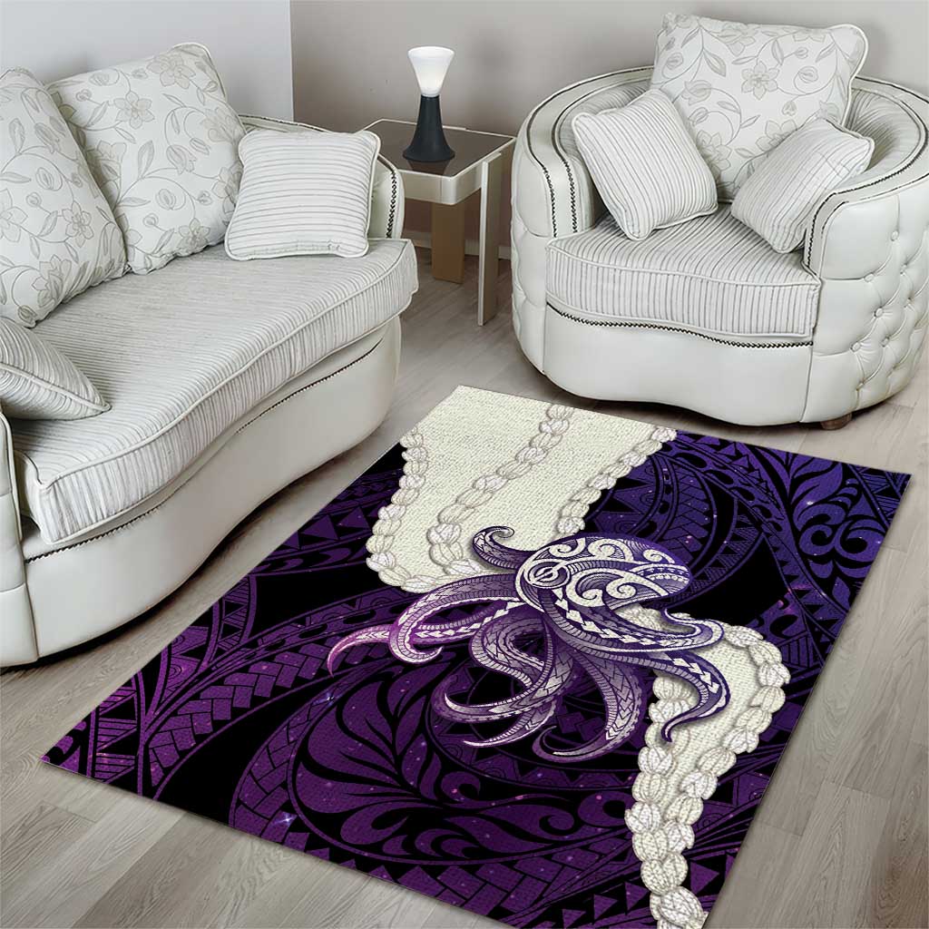 Purple Galaxy Polynesia Tribal Octopus Tattoo Area Rug Pikake Lei Polynesian Pattern LT14 - Polynesian Pride