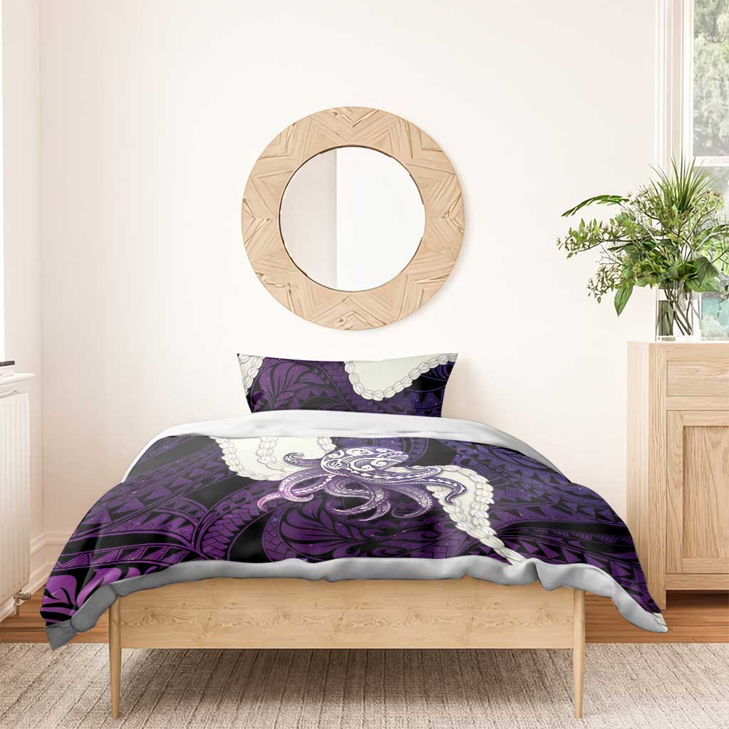 Purple Galaxy Polynesia Tribal Octopus Tattoo Bedding Set Pikake Lei Polynesian Pattern LT14 - Polynesian Pride