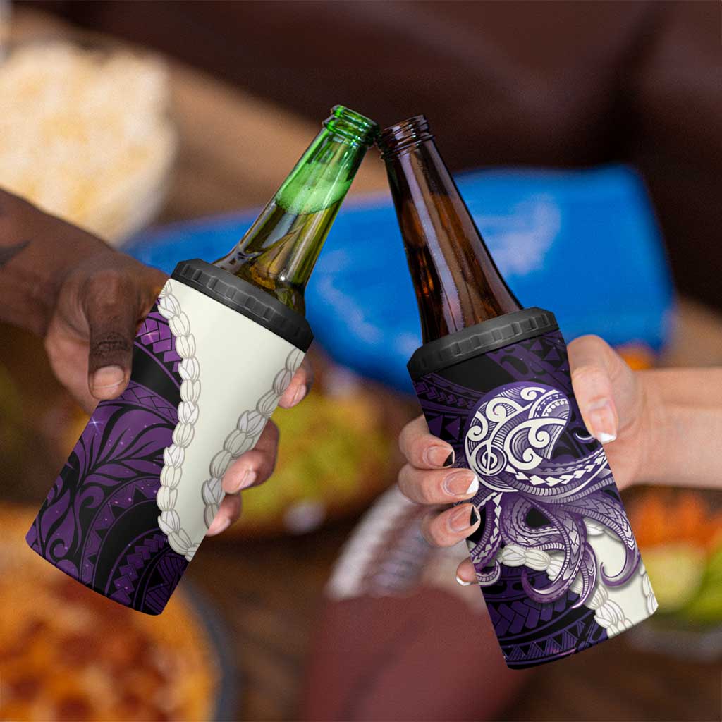 Purple Galaxy Polynesia Tribal Octopus Tattoo 4 in 1 Can Cooler Tumbler Pikake Lei Polynesian Pattern LT14 - Polynesian Pride