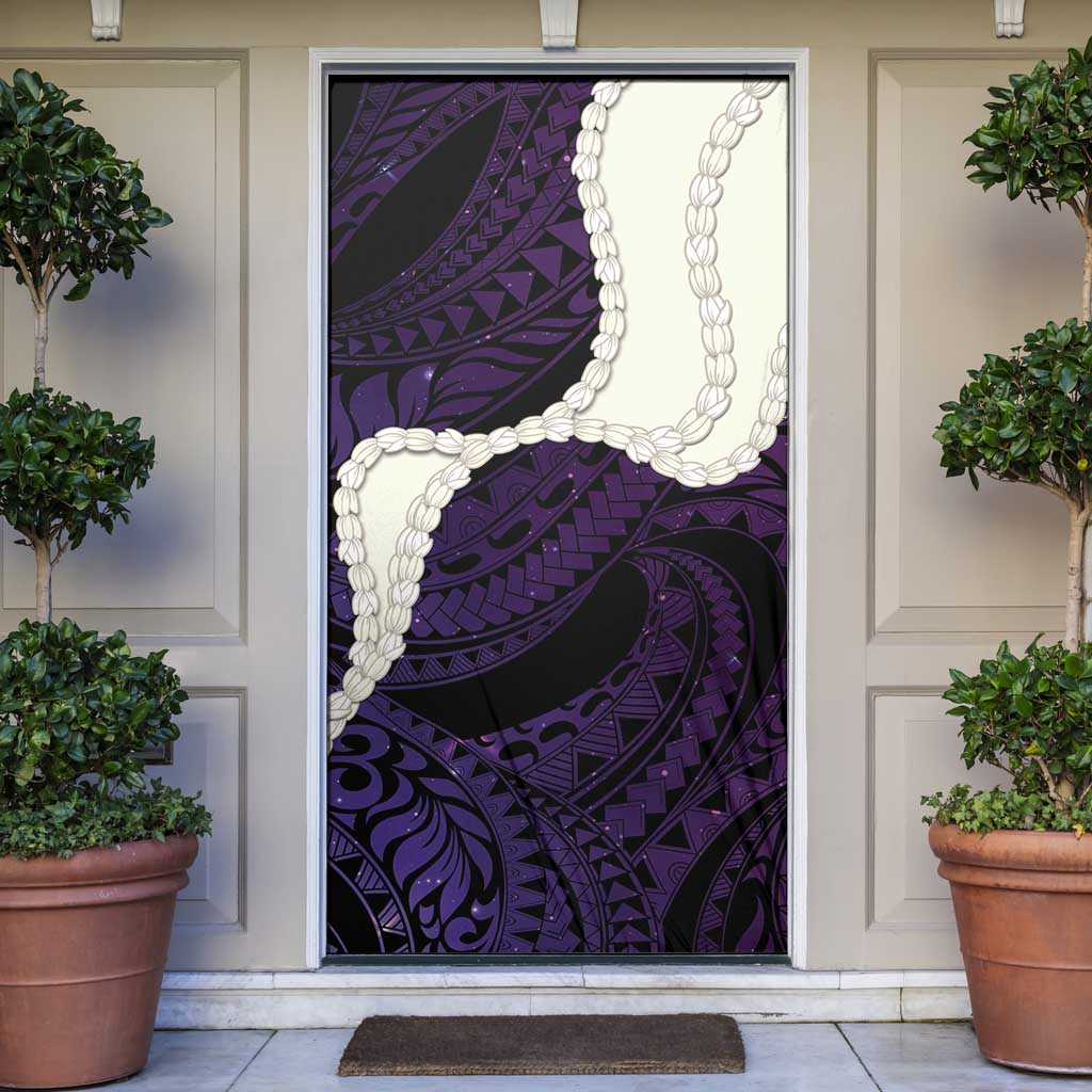 Purple Galaxy Polynesia Tribal Octopus Tattoo Door Cover Pikake Lei Polynesian Pattern