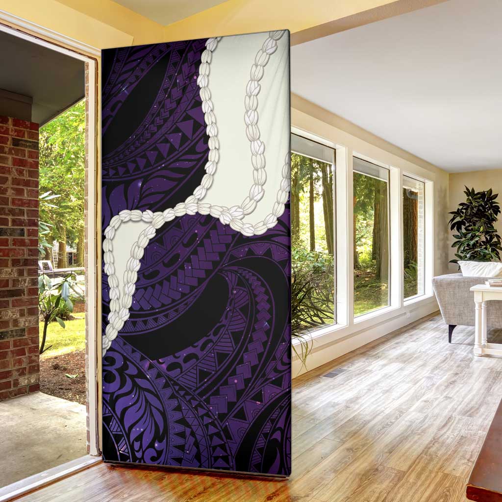 Purple Galaxy Polynesia Tribal Octopus Tattoo Door Cover Pikake Lei Polynesian Pattern