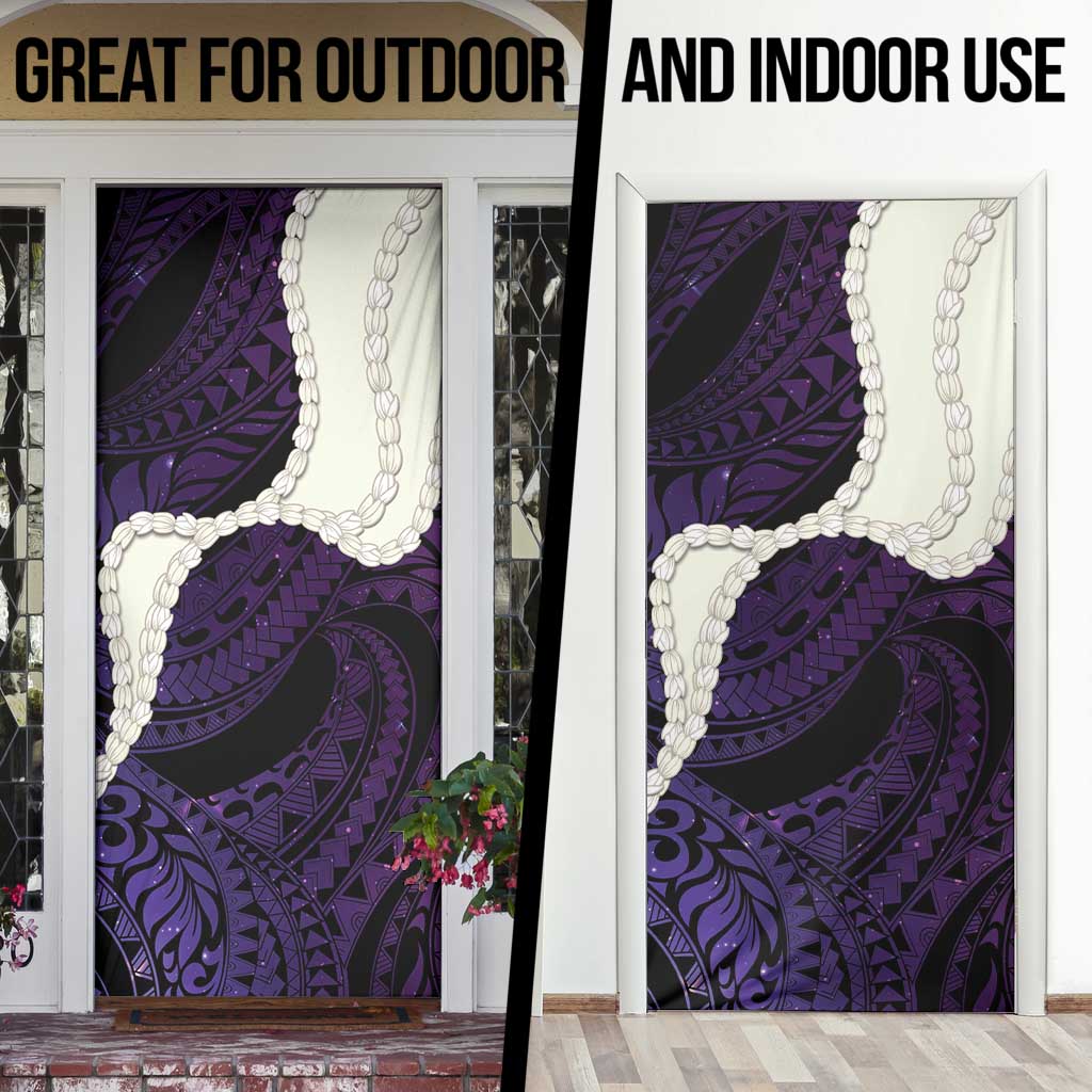 Purple Galaxy Polynesia Tribal Octopus Tattoo Door Cover Pikake Lei Polynesian Pattern
