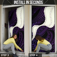 Purple Galaxy Polynesia Tribal Octopus Tattoo Door Cover Pikake Lei Polynesian Pattern