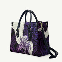 Purple Galaxy Polynesia Tribal Octopus Tattoo Leather Bag Pikake Lei Polynesian Pattern