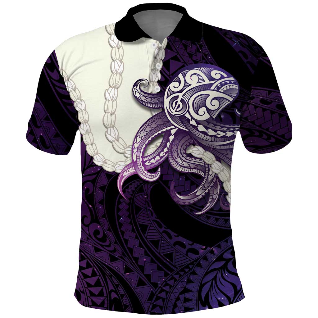 Purple Galaxy Polynesia Tribal Octopus Tattoo Polo Shirt Pikake Lei Polynesian Pattern LT14 Purple - Polynesian Pride
