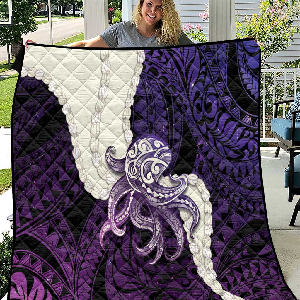 Purple Galaxy Polynesia Tribal Octopus Tattoo Quilt Pikake Lei Polynesian Pattern LT14 Purple - Polynesian Pride