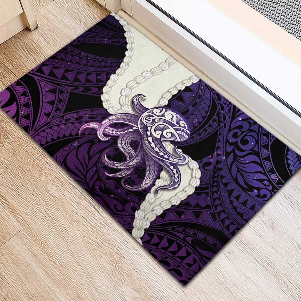 Purple Galaxy Polynesia Tribal Octopus Tattoo Rubber Doormat Pikake Lei Polynesian Pattern LT14 - Polynesian Pride