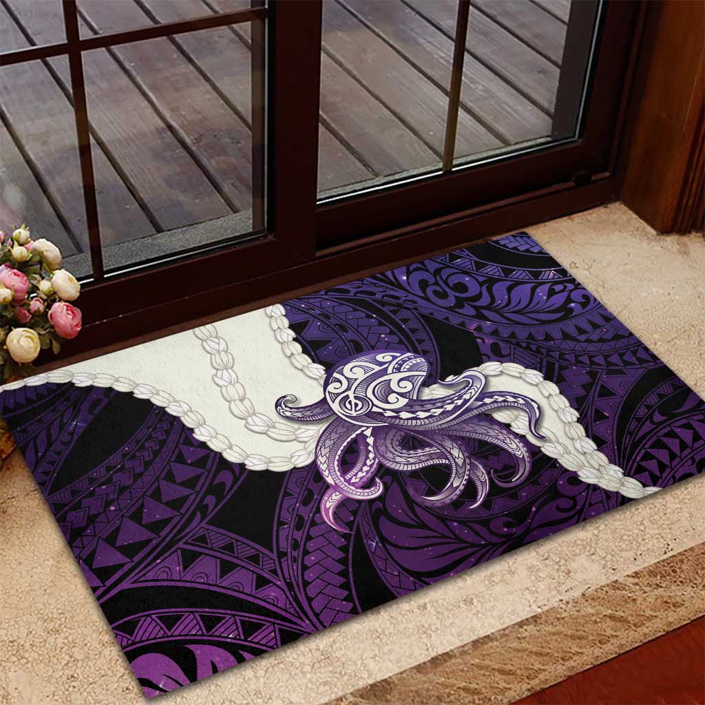 Purple Galaxy Polynesia Tribal Octopus Tattoo Rubber Doormat Pikake Lei Polynesian Pattern LT14 - Polynesian Pride