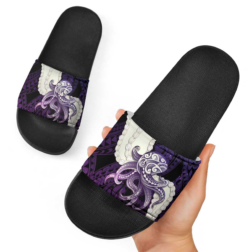 Purple Galaxy Polynesia Tribal Octopus Tattoo Slide Sandals Pikake Lei Polynesian Pattern LT14 - Polynesian Pride