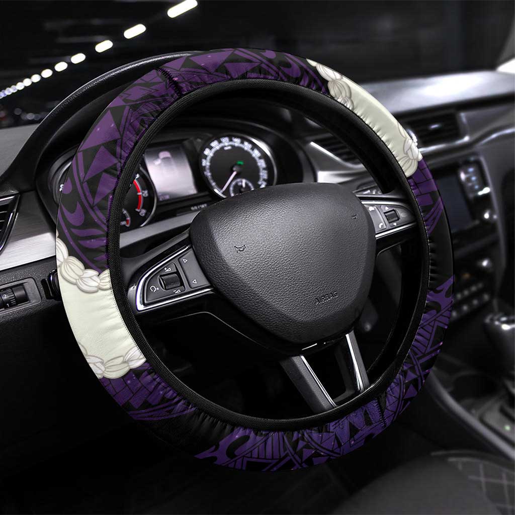Purple Galaxy Polynesia Tribal Octopus Tattoo Steering Wheel Cover Pikake Lei Polynesian Pattern