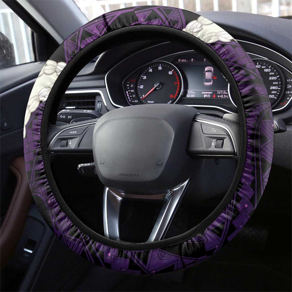 Purple Galaxy Polynesia Tribal Octopus Tattoo Steering Wheel Cover Pikake Lei Polynesian Pattern