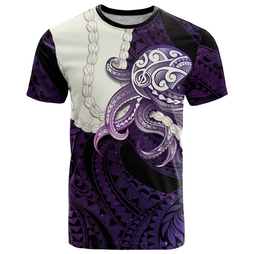 Purple Galaxy Polynesia Tribal Octopus Tattoo T Shirt Pikake Lei Polynesian Pattern LT14 Purple - Polynesian Pride
