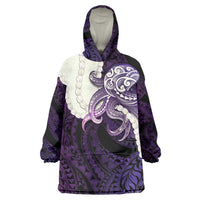 Purple Galaxy Polynesia Tribal Octopus Tattoo Wearable Blanket Hoodie Pikake Lei Polynesian Pattern
