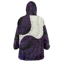 Purple Galaxy Polynesia Tribal Octopus Tattoo Wearable Blanket Hoodie Pikake Lei Polynesian Pattern