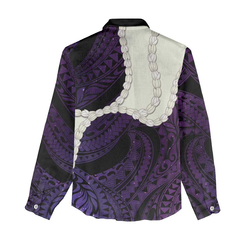 Purple Galaxy Polynesia Tribal Octopus Tattoo Women Casual Shirt Pikake Lei Polynesian Pattern LT14 - Polynesian Pride
