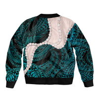 Teal Galaxy Polynesia Tribal Octopus Tattoo Bomber Jacket Pikake Lei Polynesian Pattern LT14 - Polynesian Pride