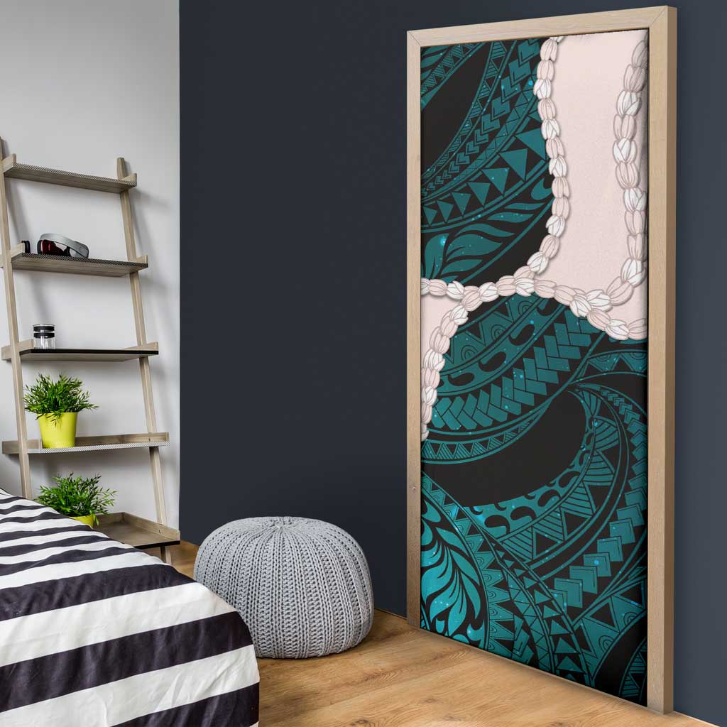 Teal Galaxy Polynesia Tribal Octopus Tattoo Door Cover Pikake Lei Polynesian Pattern LT14 - Polynesian Pride