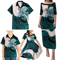 Teal Galaxy Polynesia Tribal Octopus Tattoo Family Matching Puletasi and Hawaiian Shirt Pikake Lei Polynesian Pattern LT14 - Polynesian Pride